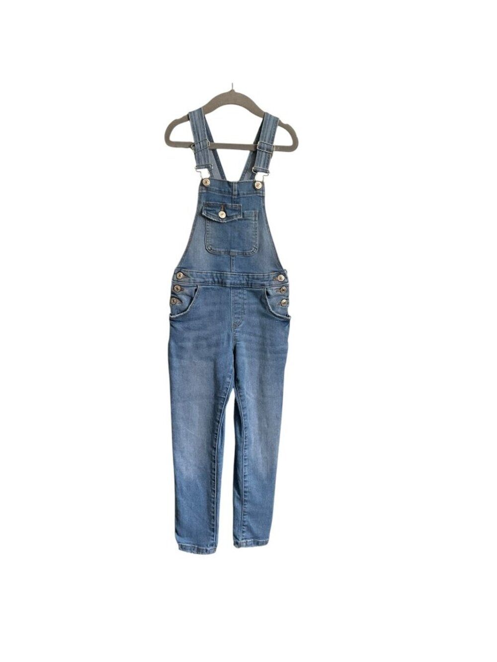 Zara Kids Blue Denim Overalls Size 7 122 cm pockets